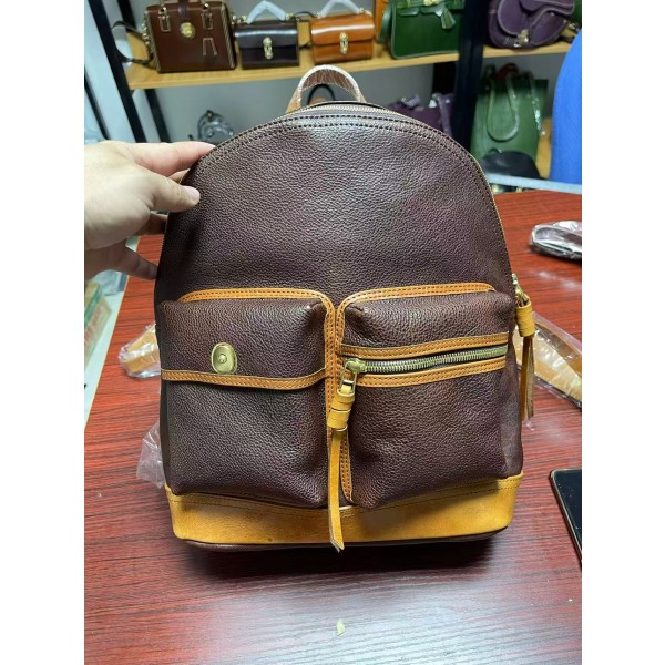 cowhide vegetable tanned leather backpack